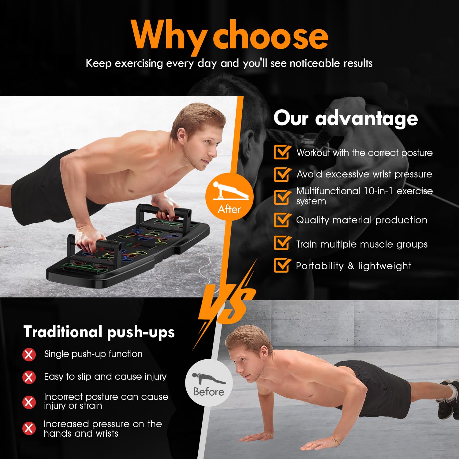 MQRW Push Up Board,Home Gym,Portable Exercise Equipment,Pilates Bar and 20 Fitness Accessories with Resistance Bands and Ab Roller Wheel,Full Body Workout at Home