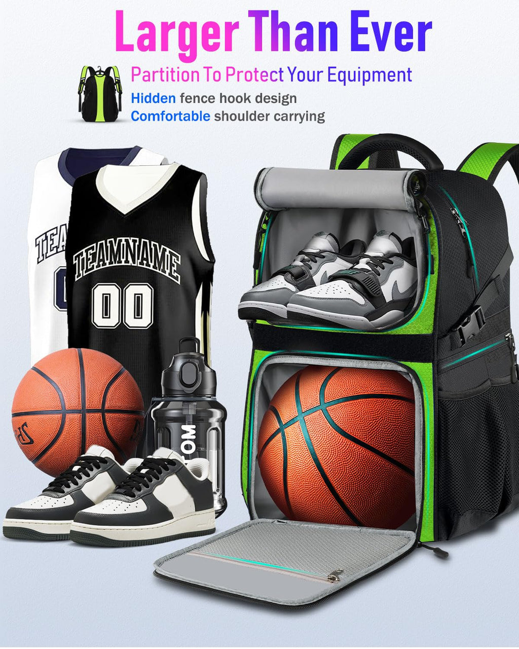 LOINTET Basketball Bag Backpack with Ball Holder Shoes Compartment, Large Basketball Accessories Sports Bag