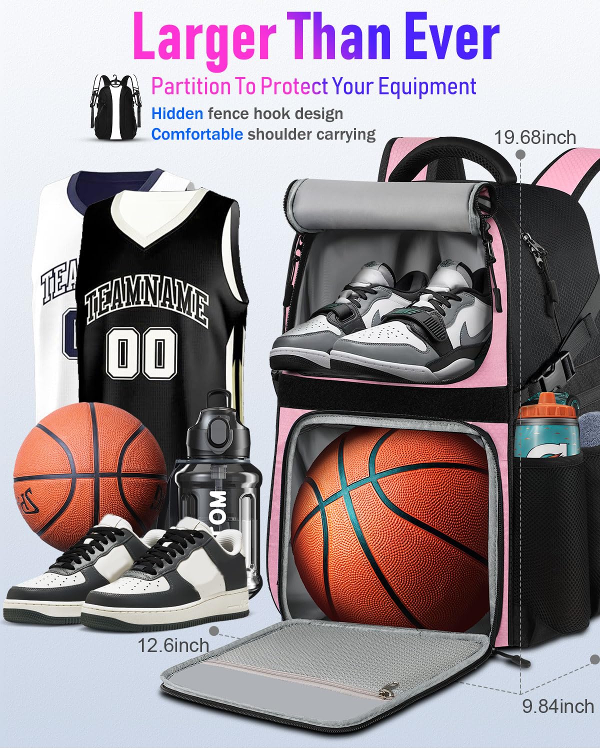 LOINTET Basketball Bag Backpack with Ball Holder Shoes Compartment, Large Basketball Accessories Sports Bag